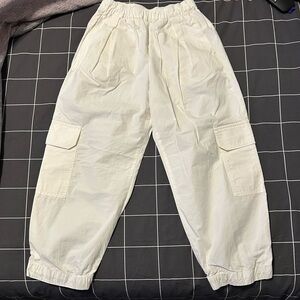 Zara Off-White Elastic Waist Cargo Pants